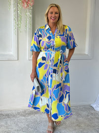 Becca Yellow Abstract Shirt Dress