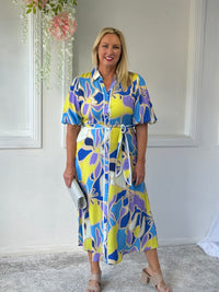 Becca Yellow Abstract Shirt Dress