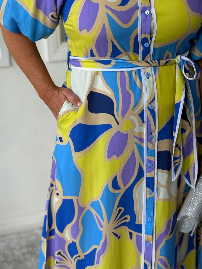 Becca Yellow Abstract Shirt Dress