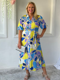 Becca Yellow Abstract Shirt Dress