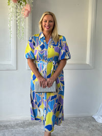 Becca Yellow Abstract Shirt Dress