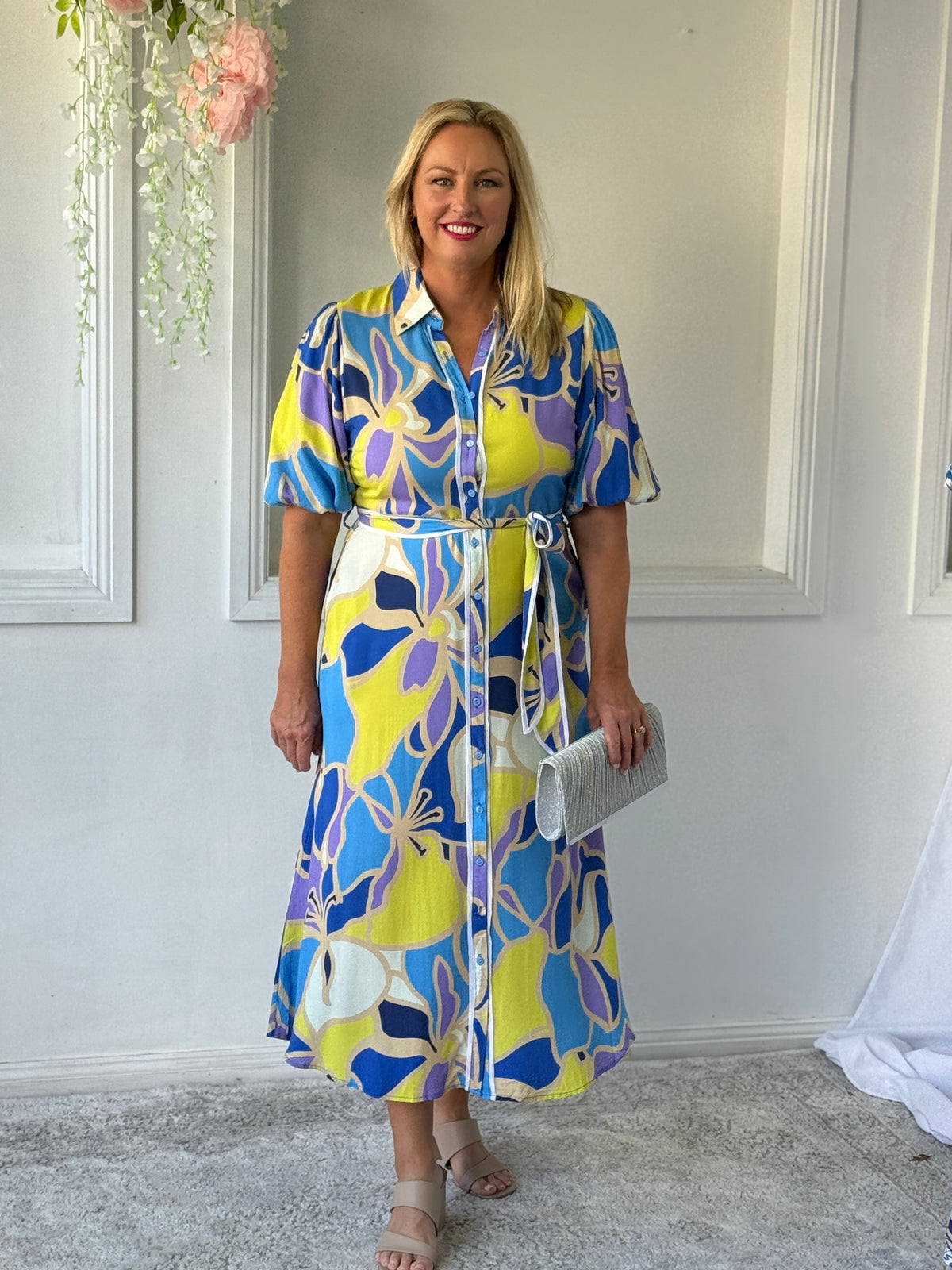 Becca Yellow Abstract Shirt Dress