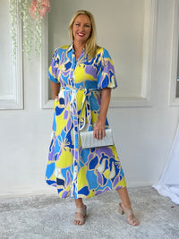 Becca Yellow Abstract Shirt Dress