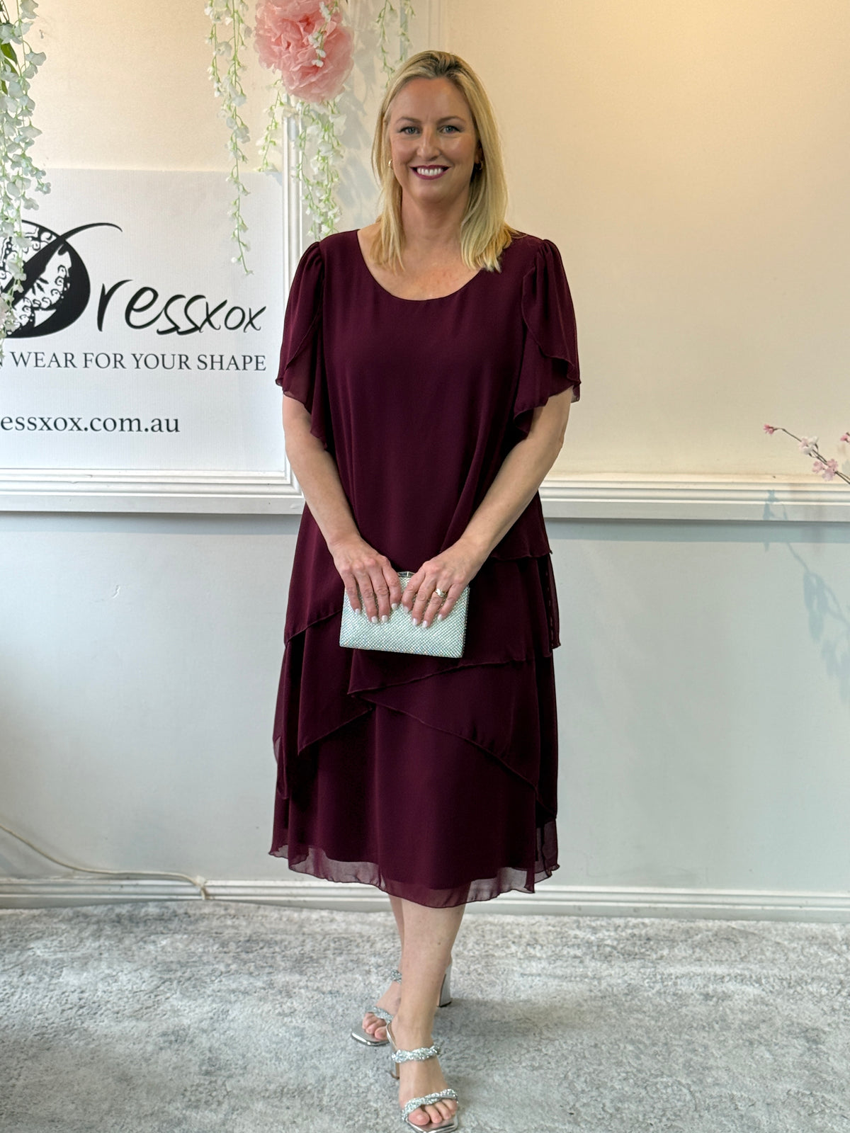 Bella Burgundy Evening Dress