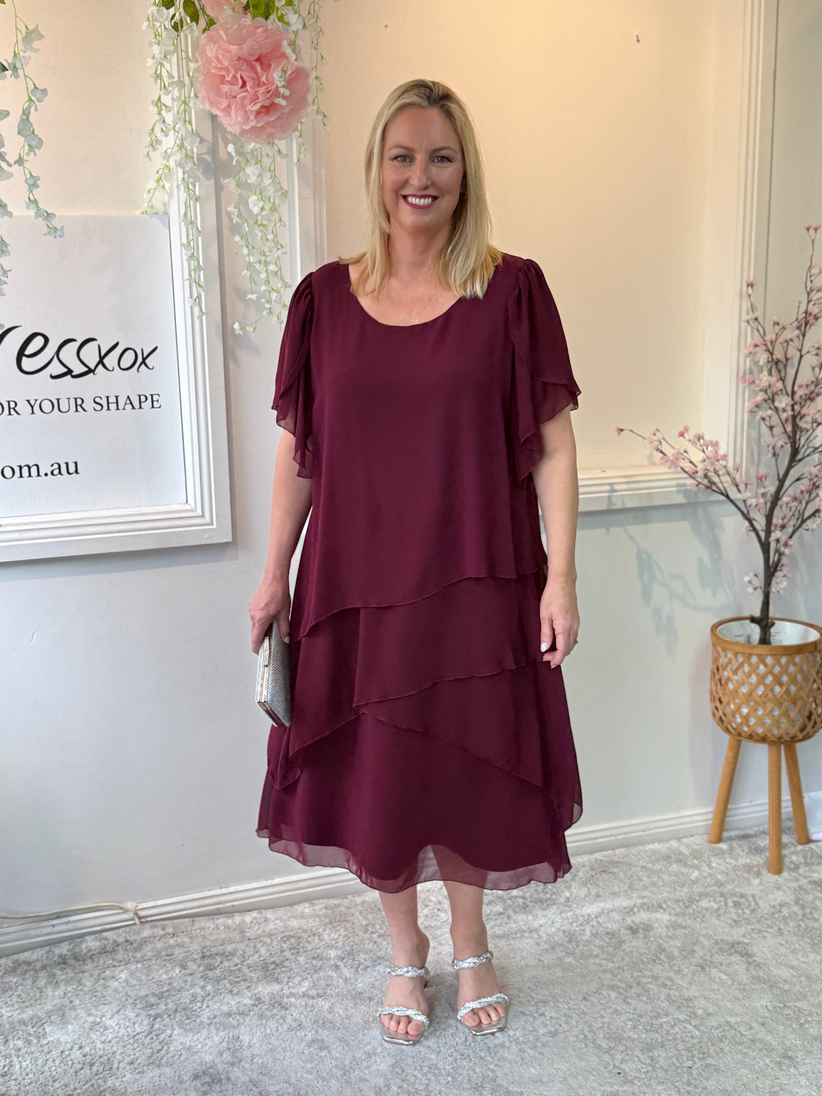 Bella Burgundy Evening Dress