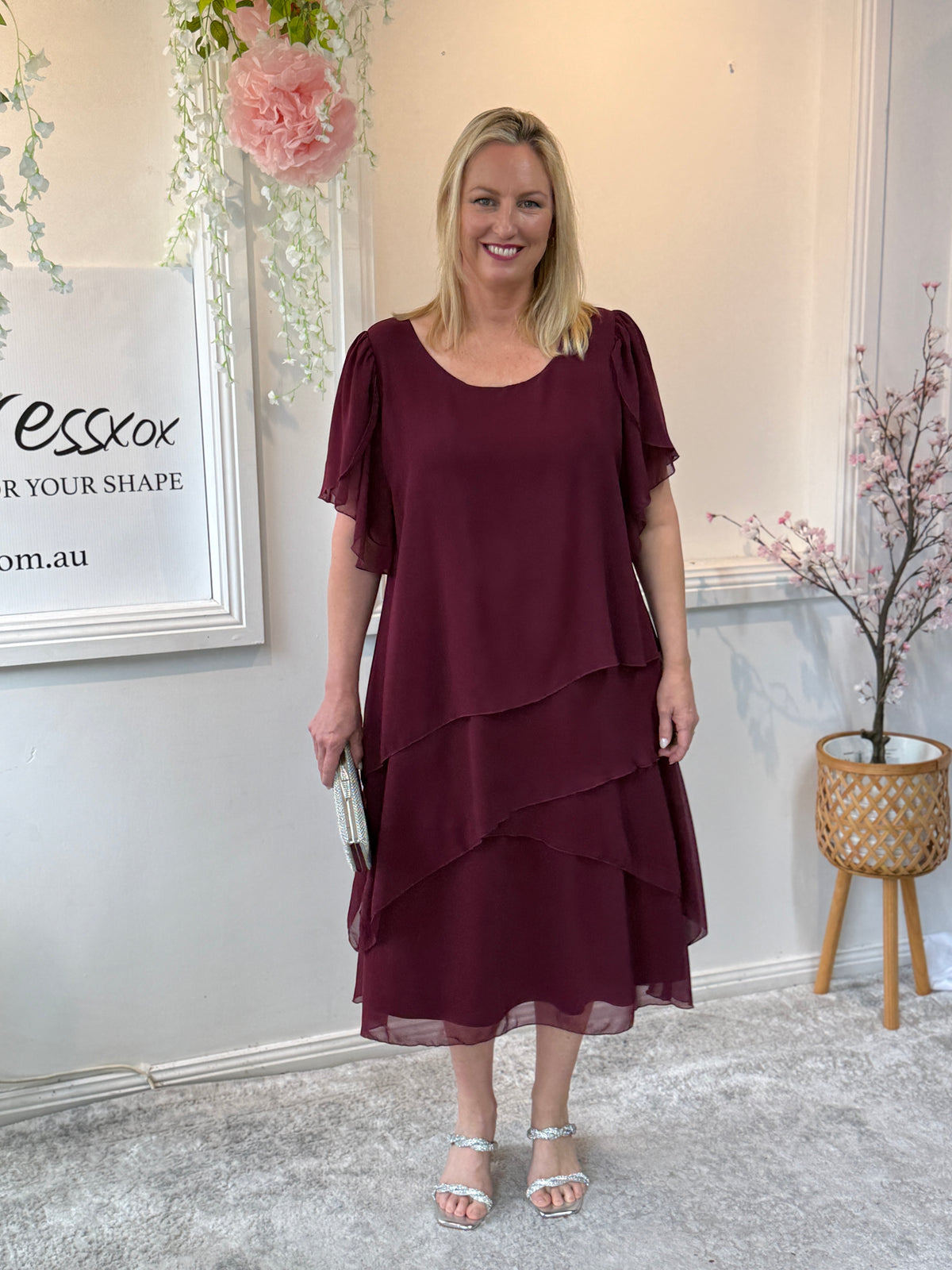 Bella Burgundy Evening Dress