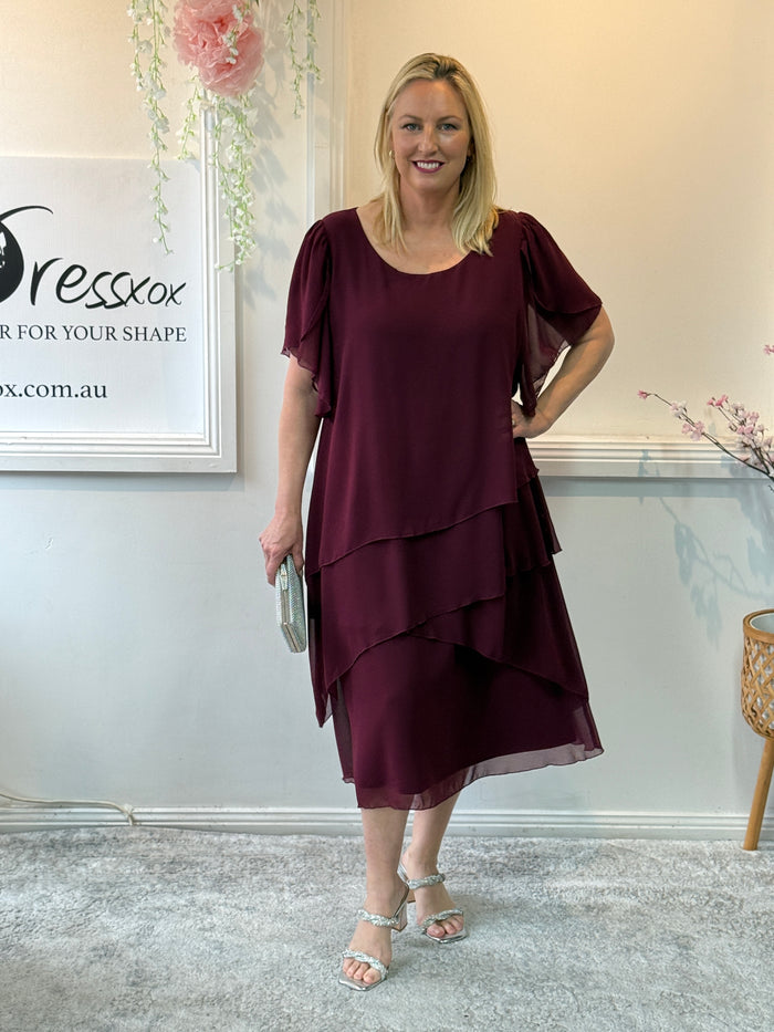 Bella Burgundy Evening Dress