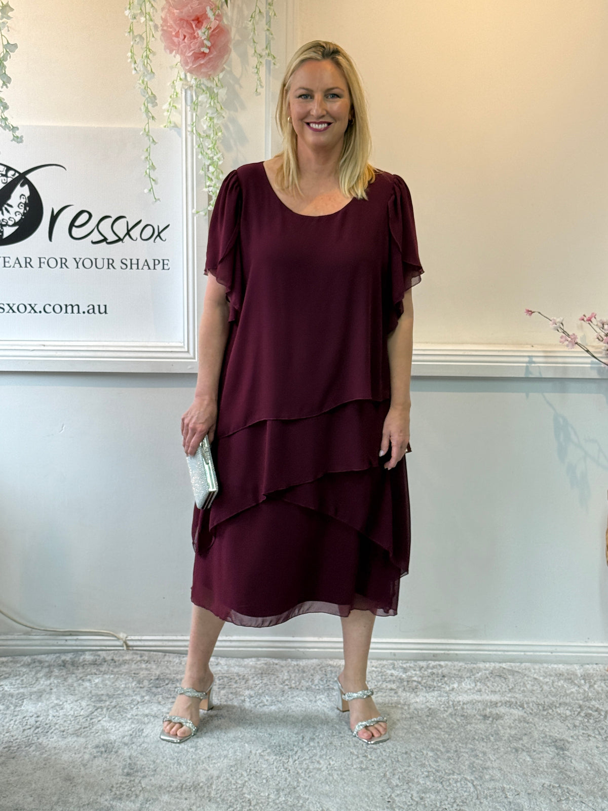 Bella Burgundy Evening Dress