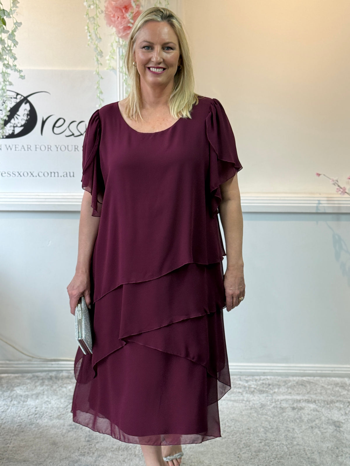 Bella Burgundy Evening Dress