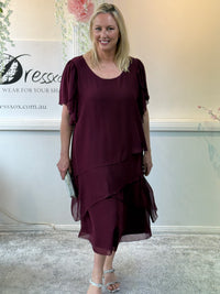 Bella Burgundy Evening Dress