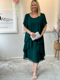 Bella Emerald Chiffon Evening Dress