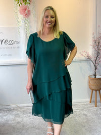 Bella Emerald Chiffon Evening Dress