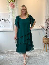Bella Emerald Chiffon Evening Dress