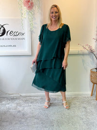 Bella Emerald Chiffon Evening Dress