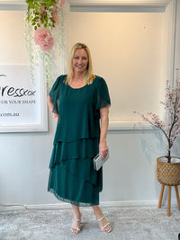 Bella Emerald Chiffon Evening Dress