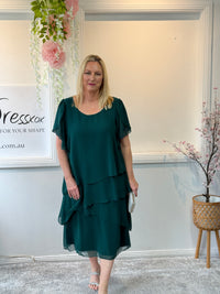 Bella Emerald Chiffon Evening Dress