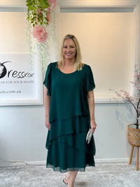 Bella Emerald Chiffon Evening Dress
