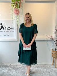 Bella Emerald Chiffon Evening Dress