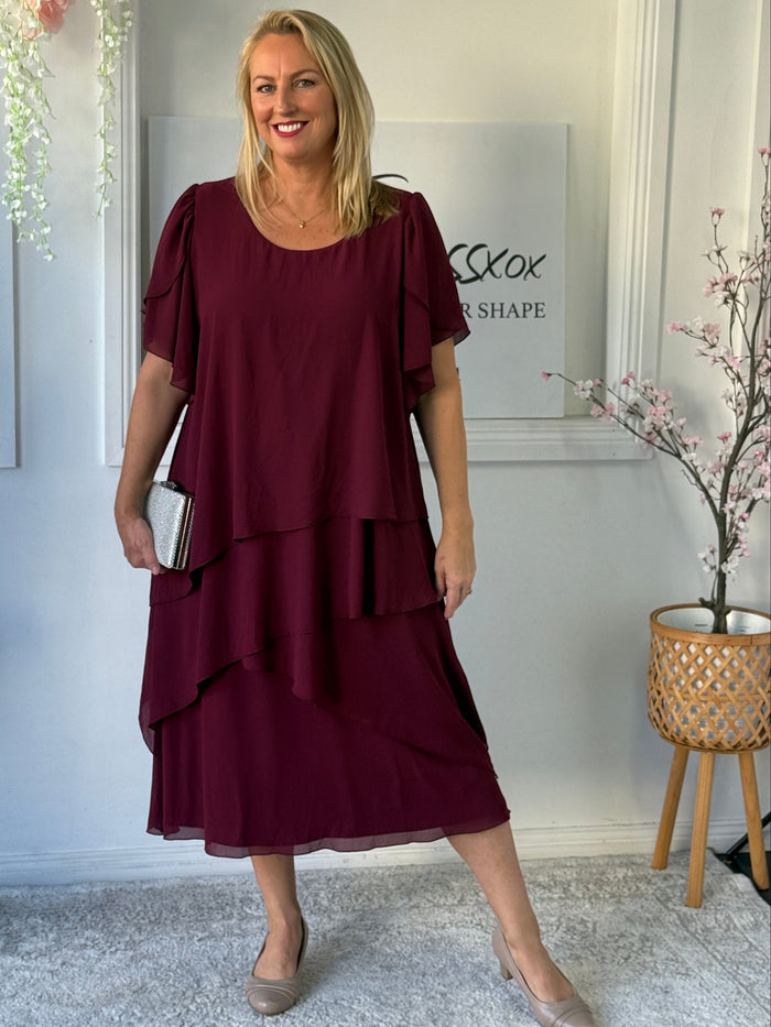 Bella Burgundy Evening Dress