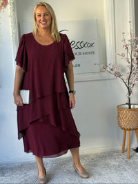 Bella Burgundy Evening Dress