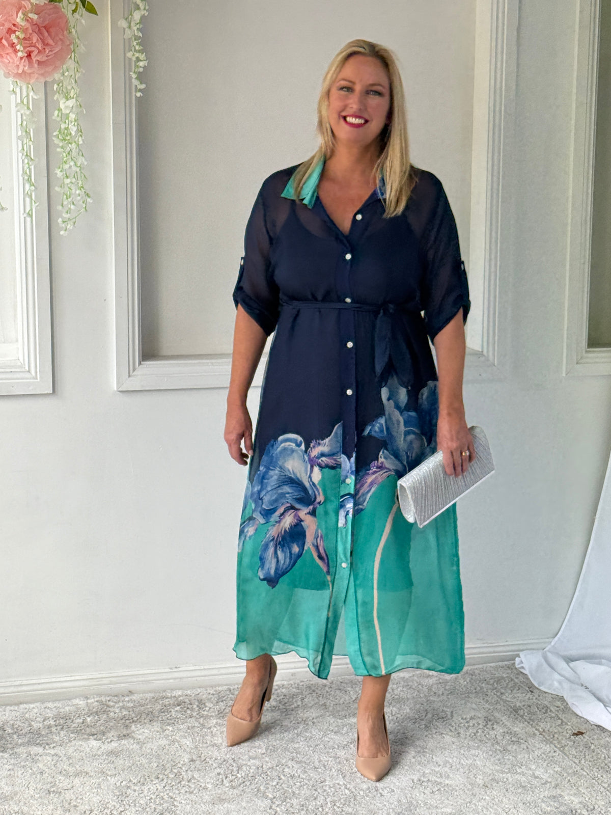 Bethany Navy Silk 2-Piece Set