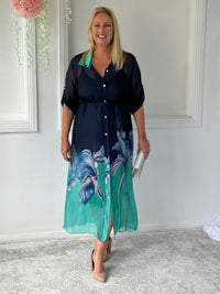 Bethany Navy Silk 2-Piece Set