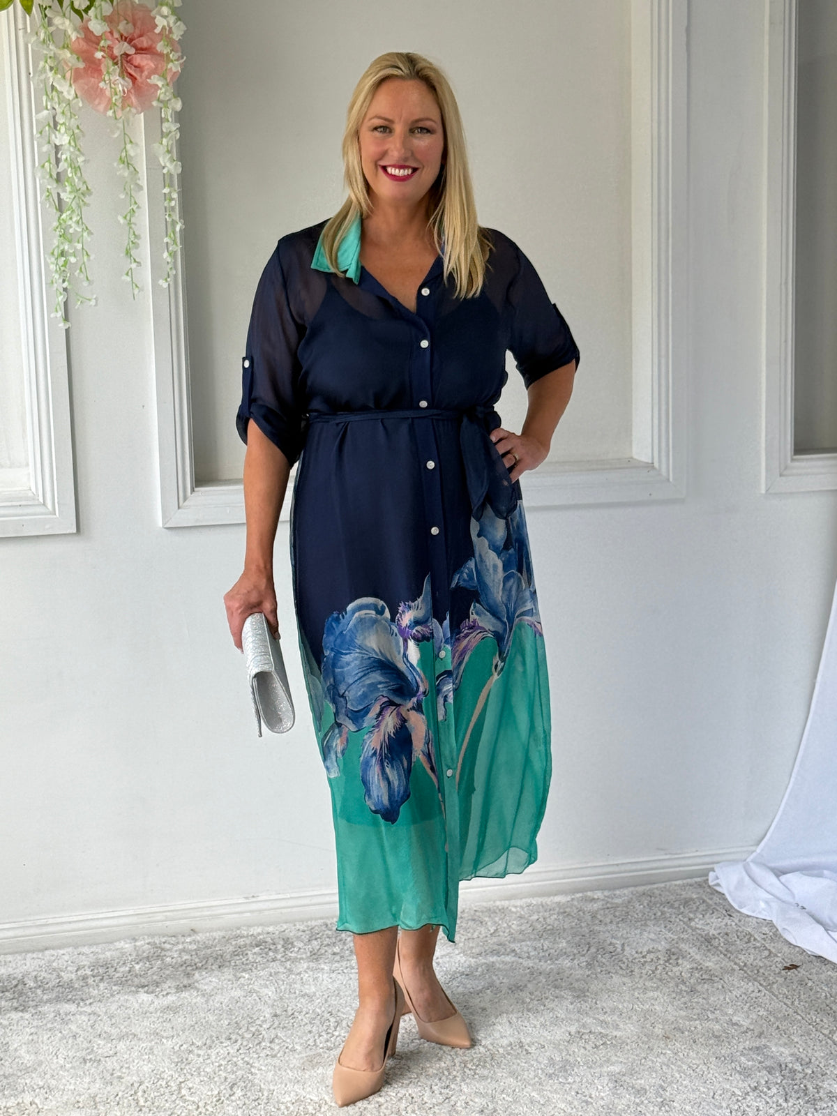 Bethany Navy Silk 2-Piece Set