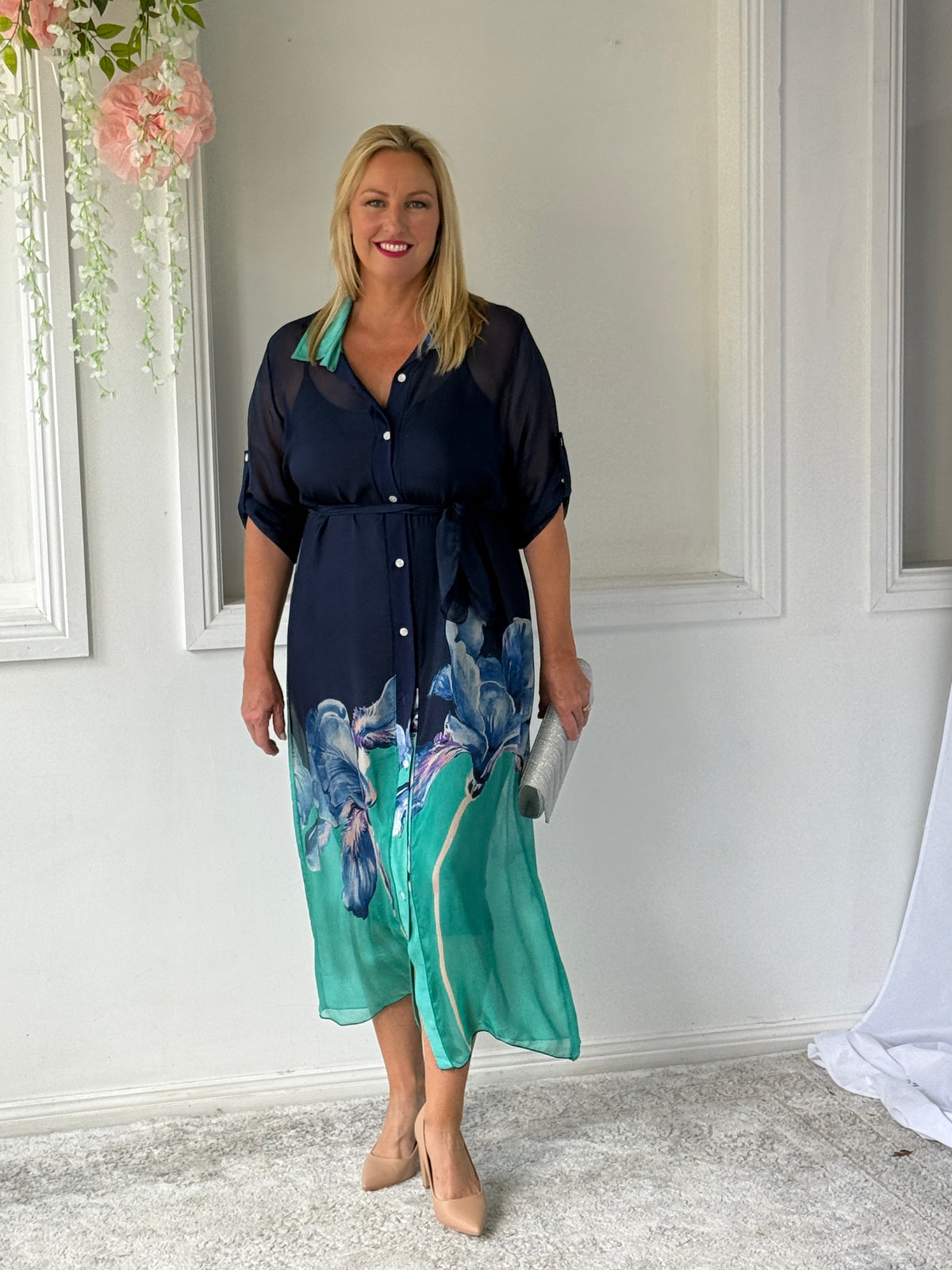 Bethany Navy Silk 2-Piece Set