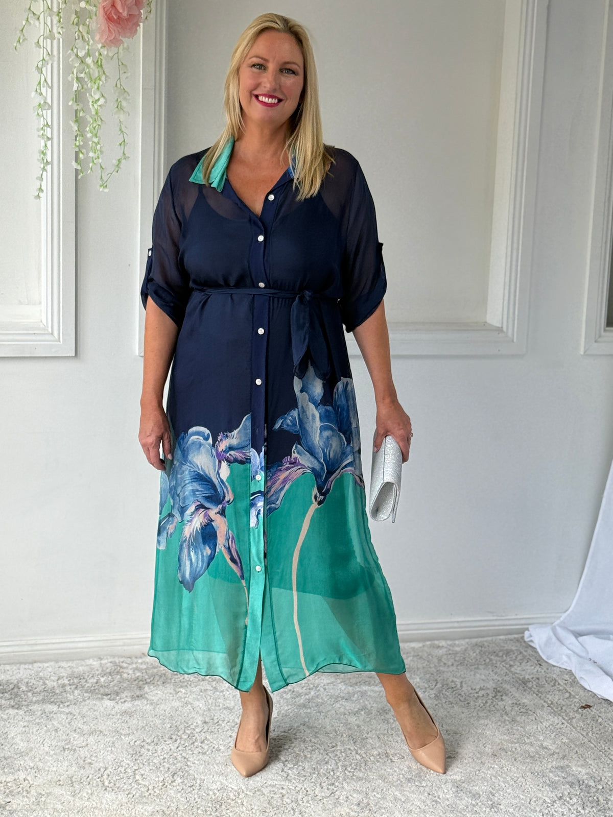 Bethany Navy Silk 2-Piece Set