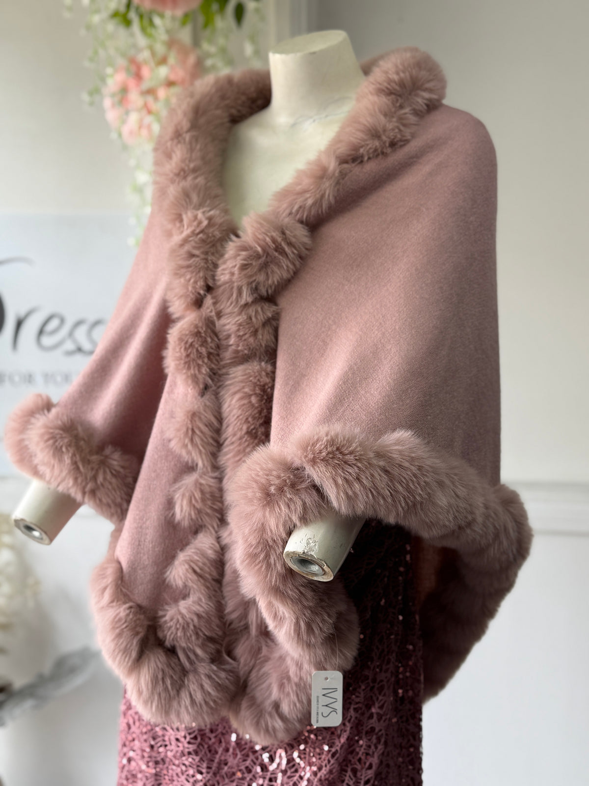 Betsy Faux Fur Evening Shawl