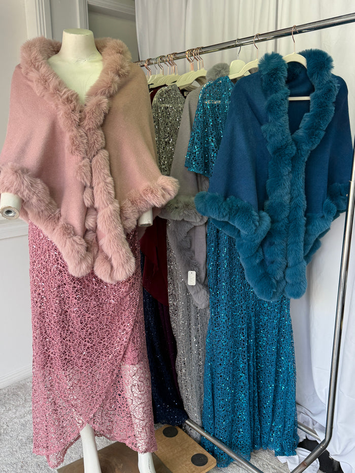 Betsy Faux Fur Evening Shawl