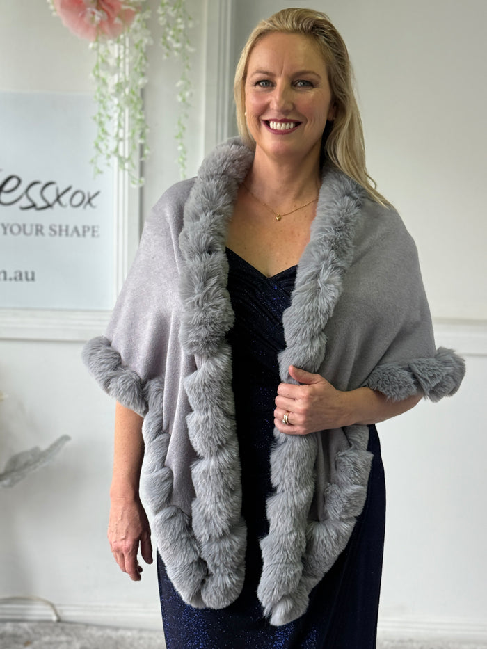 Betsy Faux Fur Evening Shawl