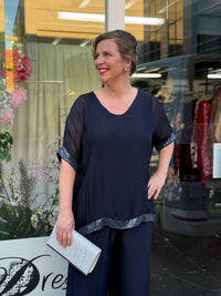 Bindi Navy Silk Top