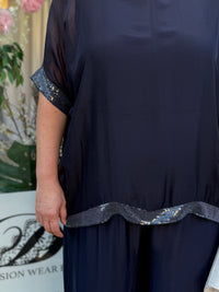 Bindi Navy Silk Top