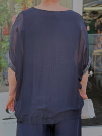 Bindi Navy Silk Top