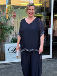 Bindi Navy Silk Top