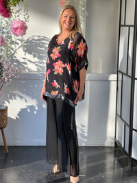 Bindi Black Floral Silk Top