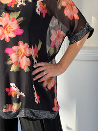 Bindi Black Floral Silk Top