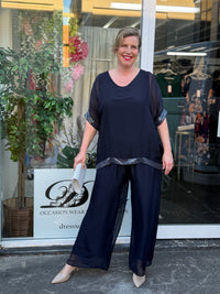 Bindi Navy Silk Top