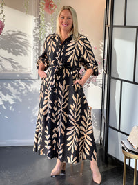 Blair Leaf Black Collared Dress