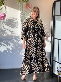Blair Leaf Black Collared Dress