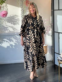 Blair Leaf Black Collared Dress