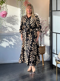 Blair Leaf Black Collared Dress