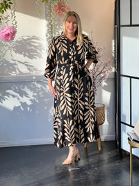 Blair Leaf Black Collared Dress
