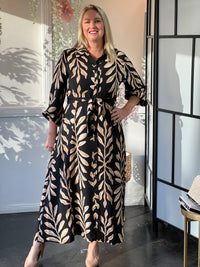 Blair Leaf Black Collared Dress