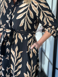 Blair Leaf Black Collared Dress