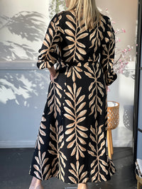 Blair Leaf Black Collared Dress