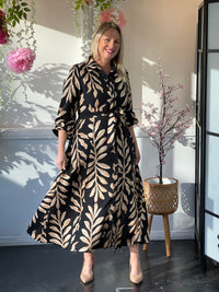 Blair Leaf Black Collared Dress