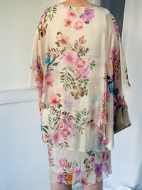 Bronx Beige Floral Silk Dress