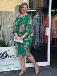Bronx Emerald Floral Silk Dress